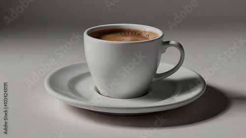 Coffee mug hot drink paper cup icon illustrated cinnamon and saucer wooden table realistic ove background