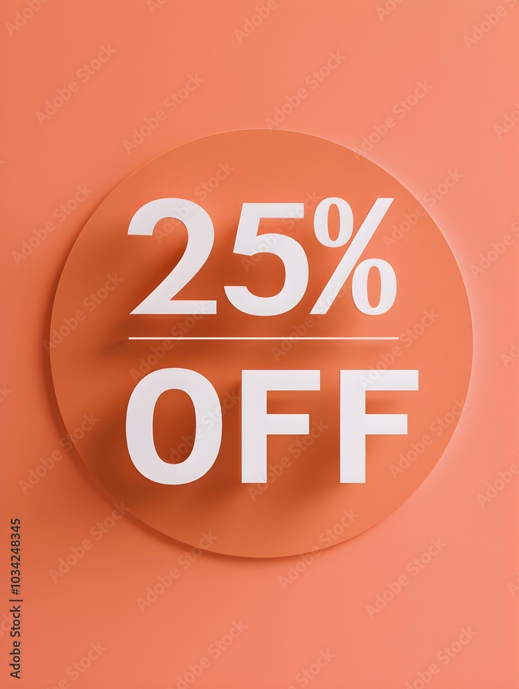 White '25% OFF' Promotional Sign on a Light Orange Background White '25% OFF' Promotional Sign on a Light Orange Background