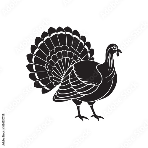 turkey silhouette vector, black and white silhouette, vector and illustration, black and white