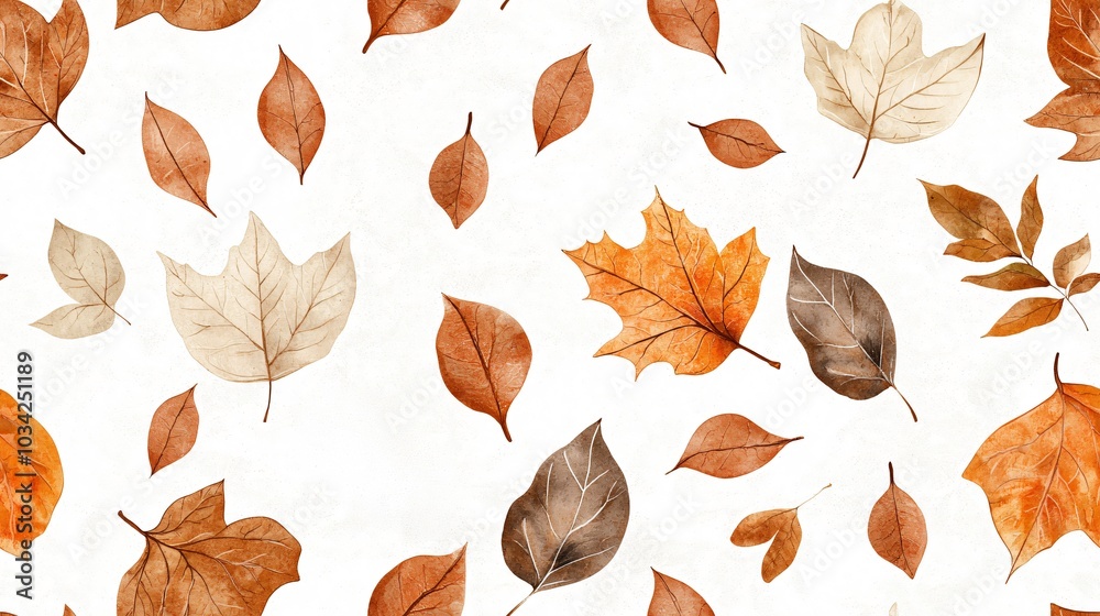Obraz premium Serene Autumn Leaves Pattern for Natural and Earthy Decor