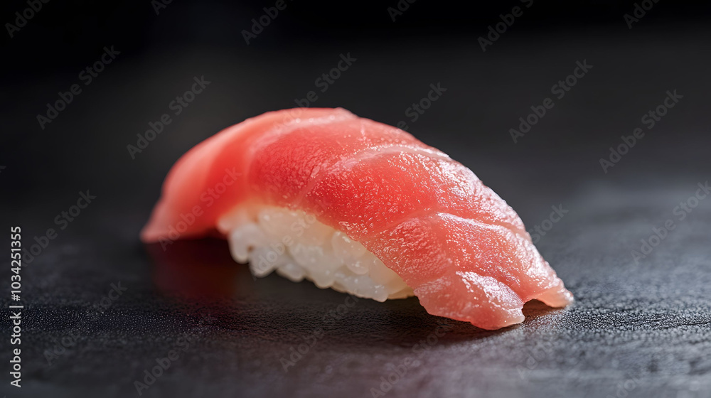 Elegant fresh tuna sushi on a black background, showcasing the artistry of Japanese cuisine with a minimalistic and authentic presentation. Elegant fresh tuna sushi on a black background, showcasing the artistry of Japanese cuisine with a minimalistic and authentic presentation.