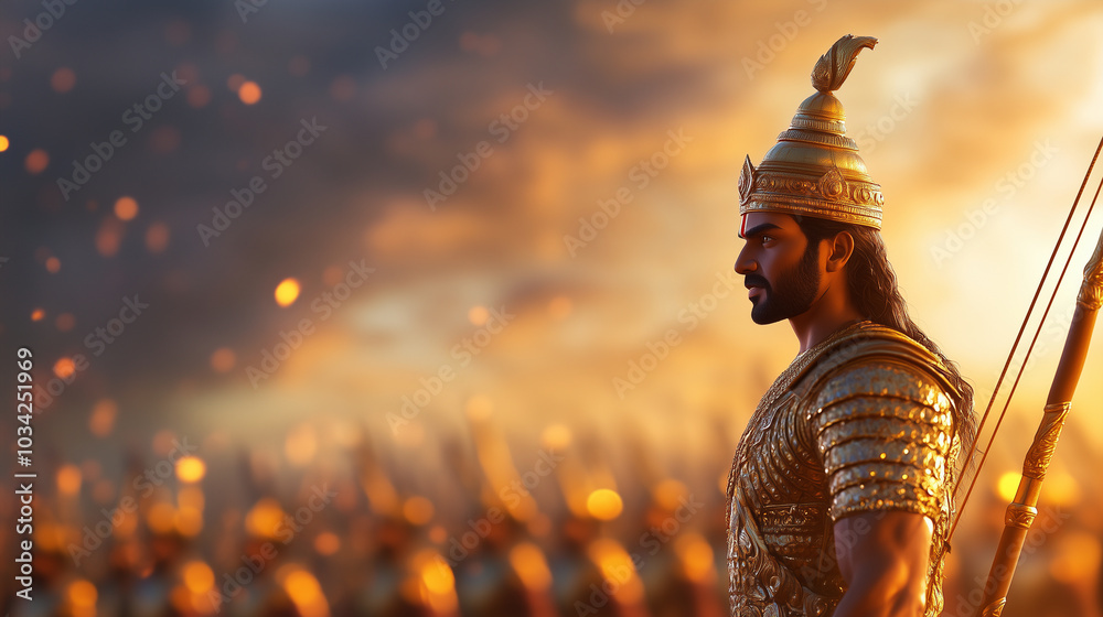 Lord Rama, the Warrior King, Leading His Army with Grace and Valor In ...