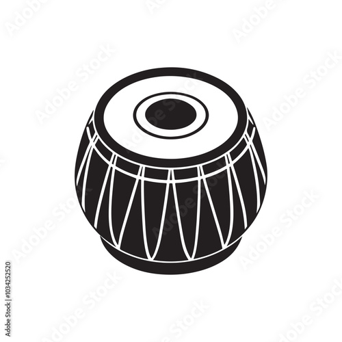 Tabla silhouette vector, black and white silhouette, vector and illustration