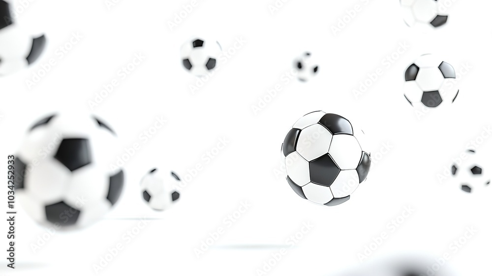 flying leather soccer balls isolated on white flying leather soccer balls isolated on white