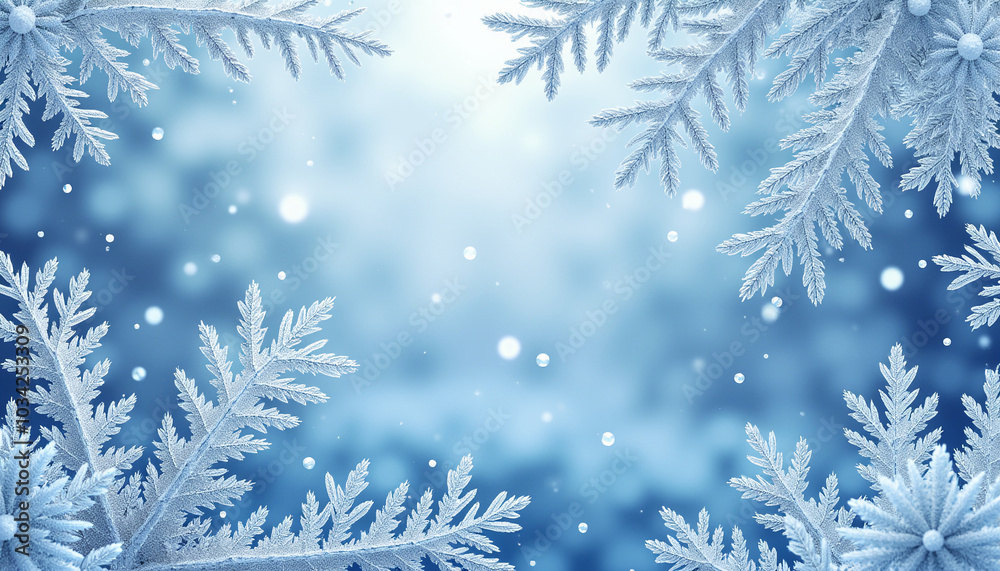 Frosted Window Background with Icy Snowflakes and Subtle Frost Frosted Window Background with Icy Snowflakes and Subtle Frost
