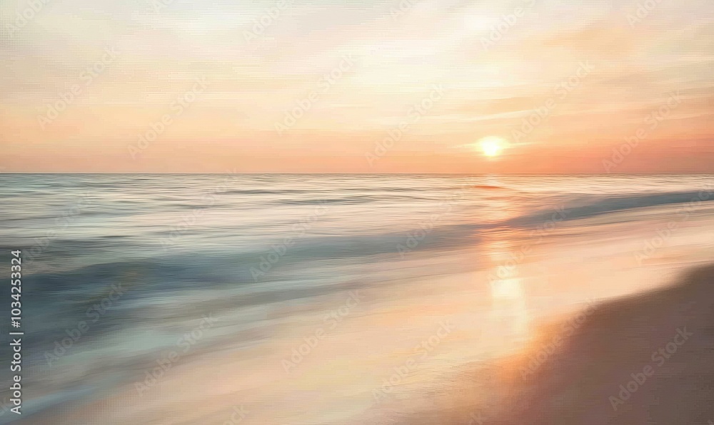 Sunset over calm ocean waves. Sunset over calm ocean waves.