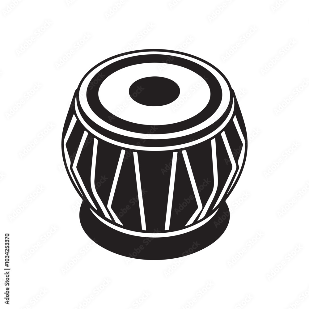 Tabla silhouette vector, black and white silhouette, vector and illustration Tabla silhouette vector, black and white silhouette, vector and illustration