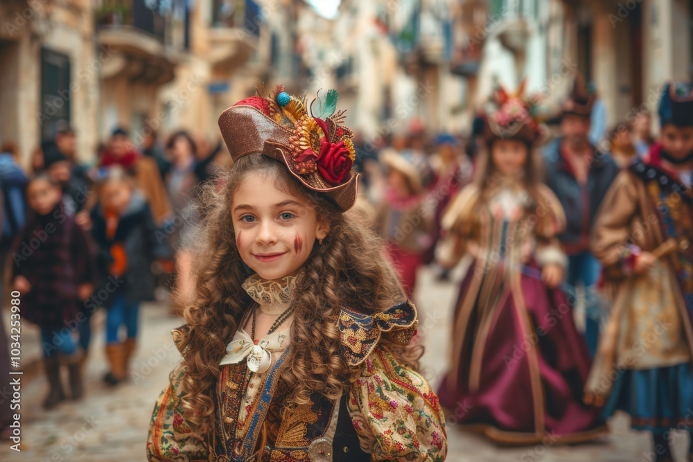 Girl in Venetian carnival costume.