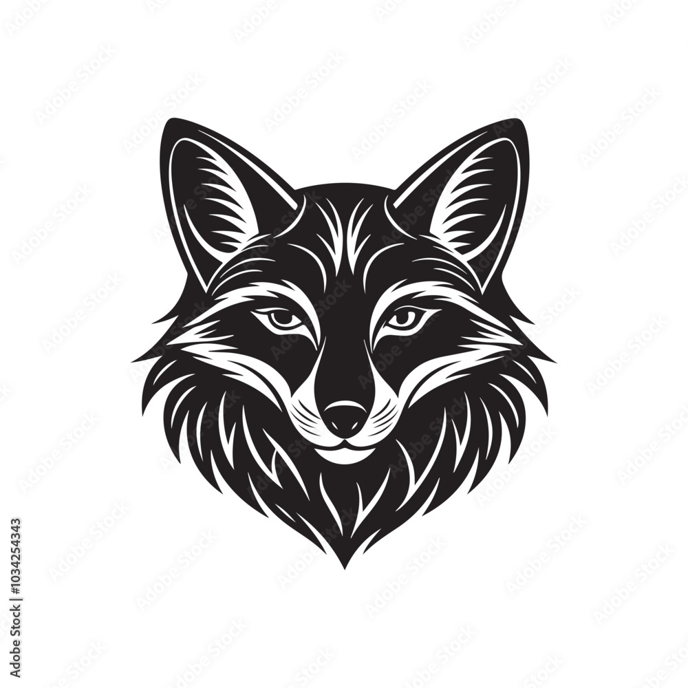 Fototapeta premium wolf head silhouette vector, black and white silhouette, vector and illustration