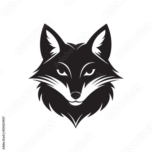 fox head silhouette vector, black and white silhouette, vector and illustration