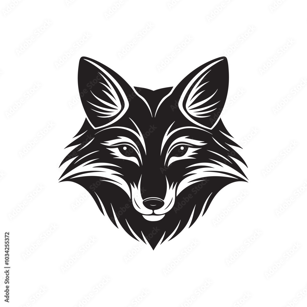 Fototapeta premium wolf head silhouette vector, black and white silhouette, vector and illustration