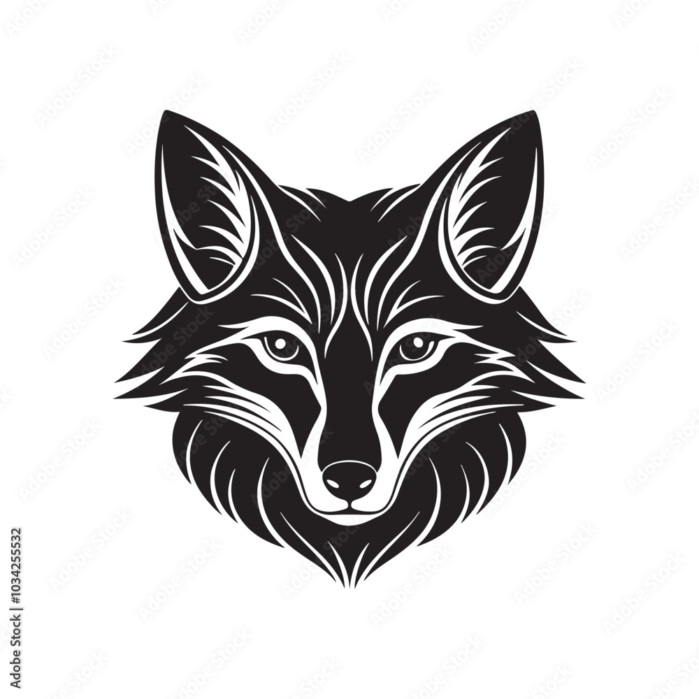 Fototapeta premium wolf head silhouette vector, black and white silhouette, vector and illustration
