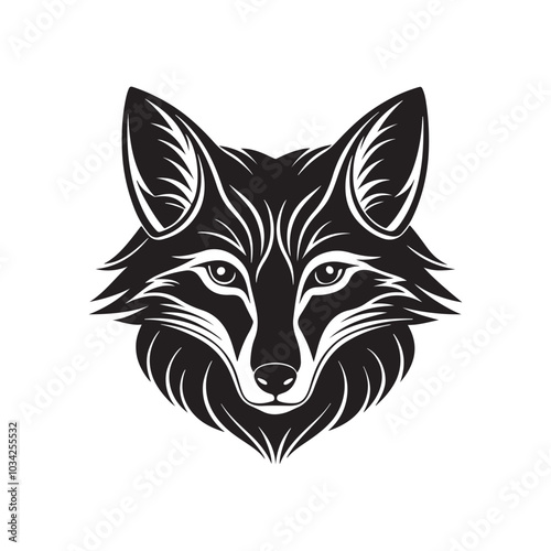 wolf head silhouette vector, black and white silhouette, vector and illustration