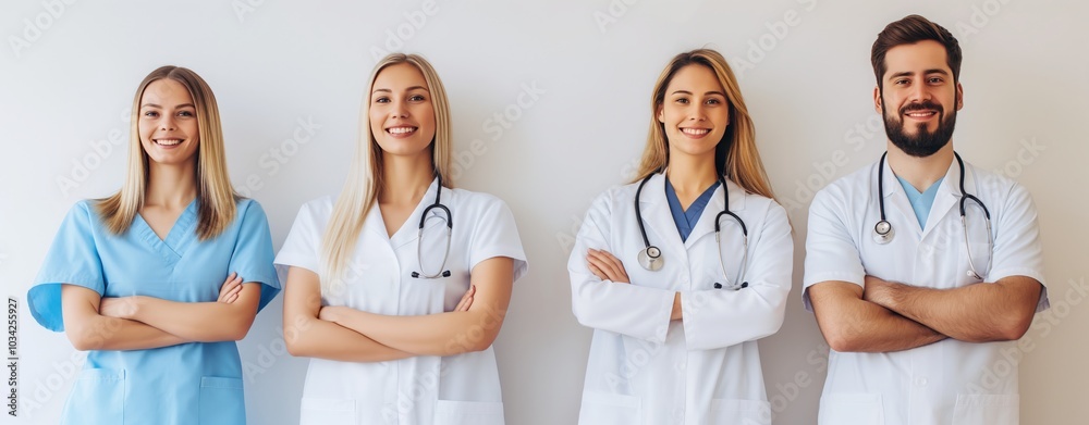Confident group of diverse healthcare professionals standing together ...