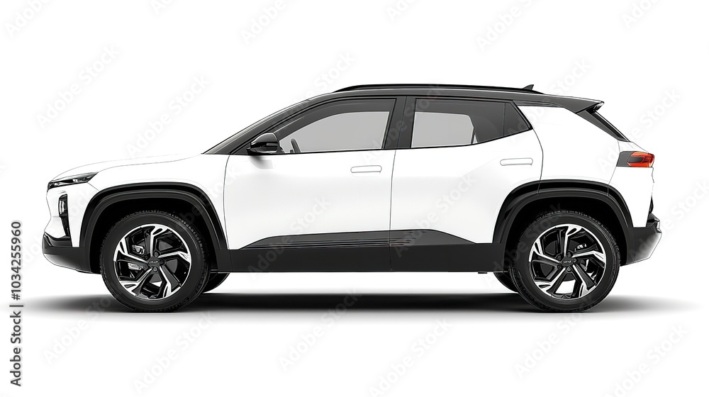 Car On White. Stylish Silver Compact Hatchback Isolated on White Background Car On White. Stylish Silver Compact Hatchback Isolated on White Background