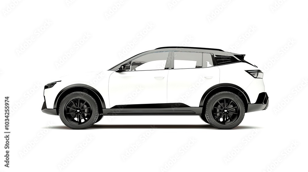 Car On White. Stylish Silver Compact Hatchback Isolated on White Background Car On White. Stylish Silver Compact Hatchback Isolated on White Background