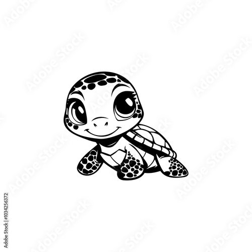 Cute baby turtle cartoon on white backgroundCute baby turtle cartoon on white background