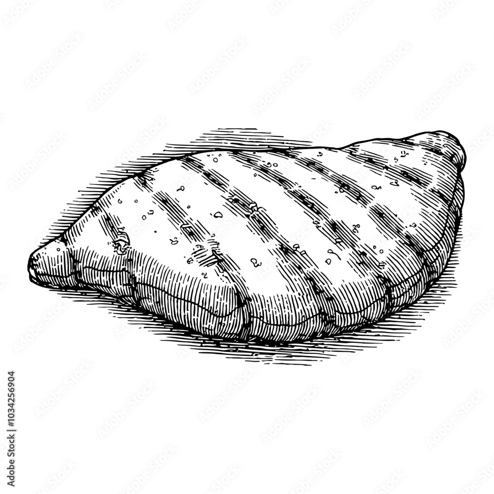 Grilled Chicken Breast in Black and White Outline Line Art Drawing with Detailed Texture Grilled Chicken Breast in Black and White Outline Line Art Drawing with Detailed Texture