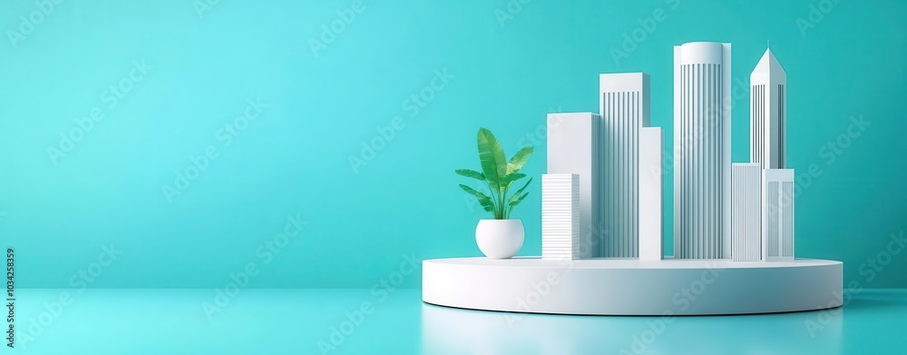 Modern cityscape model showcasing architectural structures and greenery. Generative AI Modern cityscape model showcasing architectural structures and greenery. Generative AI