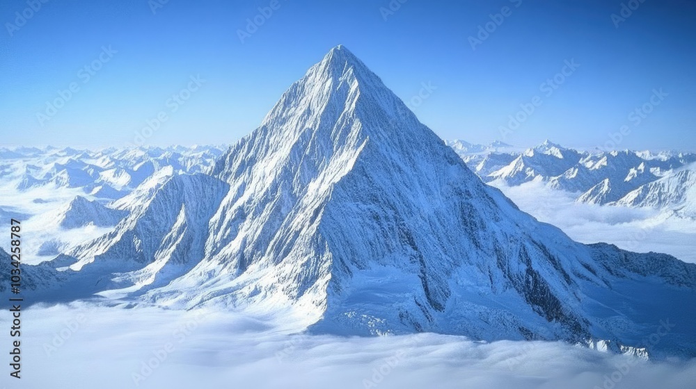 Obraz premium Majestic Alps mountain range in Switzerland, snow-covered peaks under a clear blue sky.
