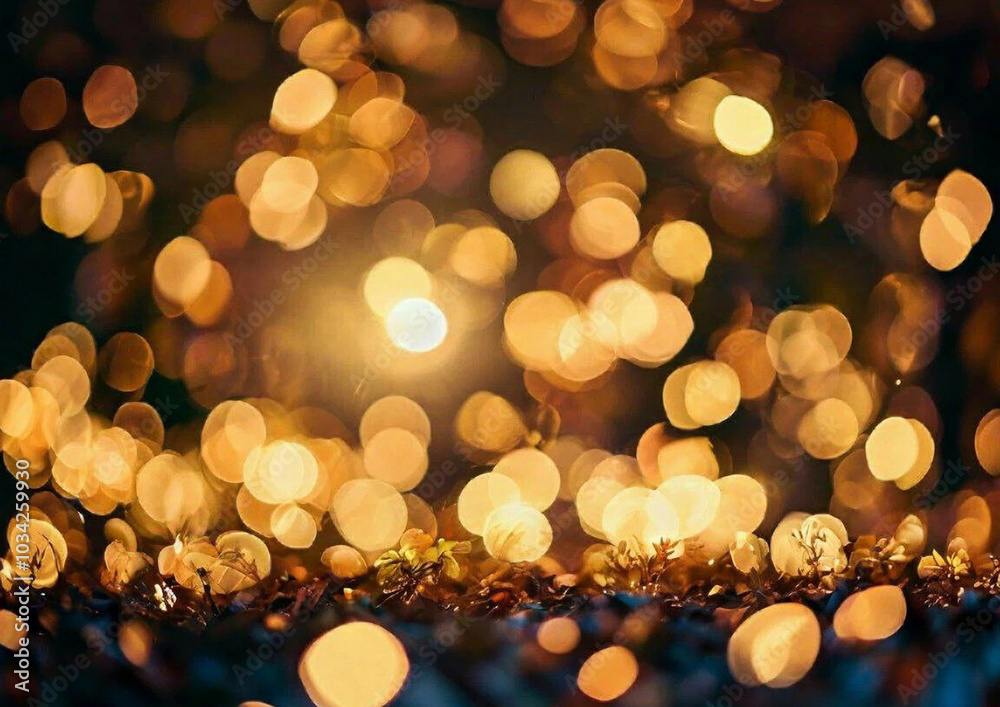 Bright glowing blurred golden circles, new year lights, new year vibe Bright glowing blurred golden circles, new year lights, new year vibe