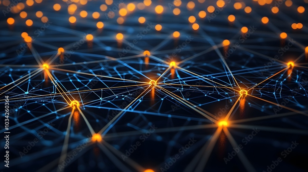 Fototapeta premium Network connection concept black background illustration. 