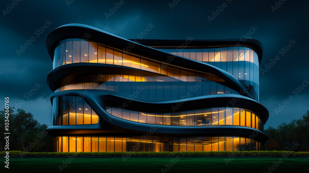 Naklejka premium Office buildings with rounded corners