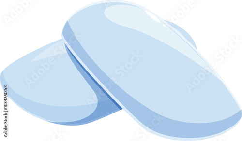 Two medical contact lenses for eyesight correction are lying on top of each other on a white background