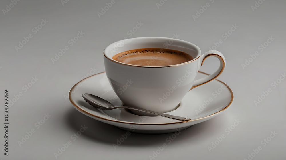 Coffee mug hot drink paper cup icon illustrated cinnamon and saucer wooden table realistic ove background Coffee mug hot drink paper cup icon illustrated cinnamon and saucer wooden table realistic ove background
