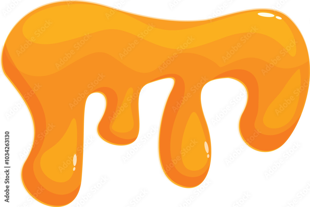 Cartoon illustration of sweet honey flowing down on white background Cartoon illustration of sweet honey flowing down on white background