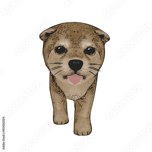 Puppy dog Shiba, animal vector isolated design template 