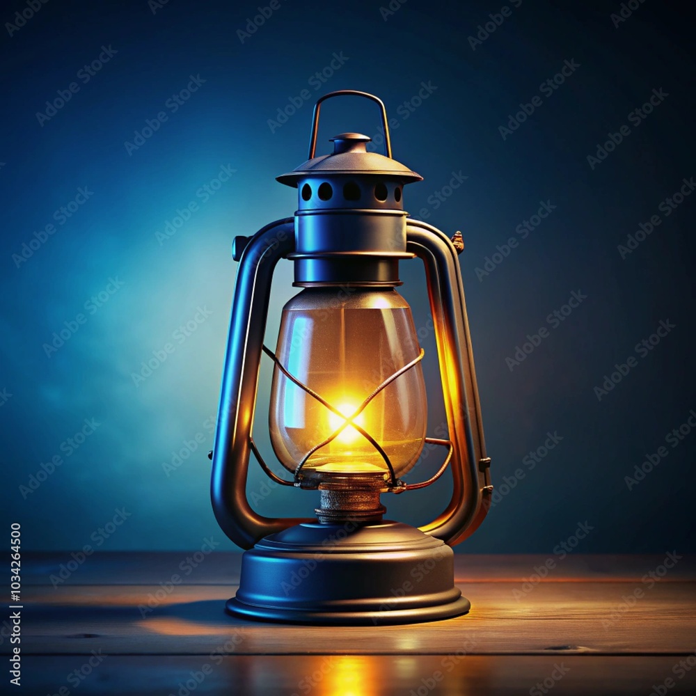 A Glowing Lantern Casting Warm Light in a Dark Room A Glowing Lantern Casting Warm Light in a Dark Room