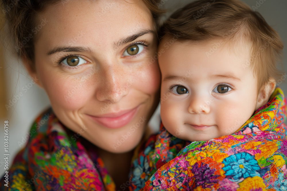 A Mother Interacting With Her Newborn, Gently Tickling Or Making Funny Faces, Highlighting Joy And Connection In A Bright, Cheerful Environment A Mother Interacting With Her Newborn, Gently Tickling Or Making Funny Faces, Highlighting Joy And Connection In A Bright, Cheerful Environment
