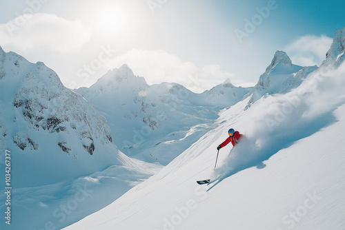 Action Shot Of A Skier Grac...