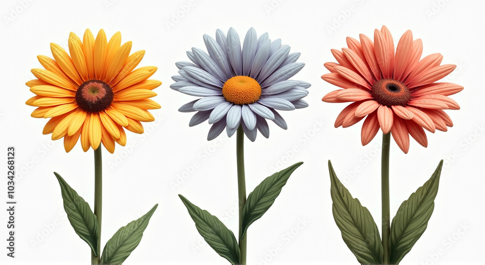 Fototapeta premium set of flowers isolated
