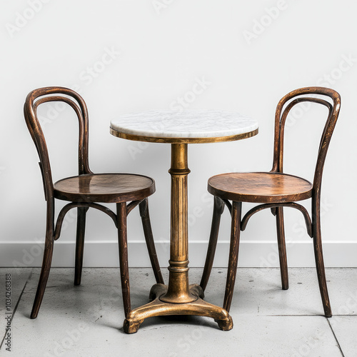 Cafe Table Chair Isolated