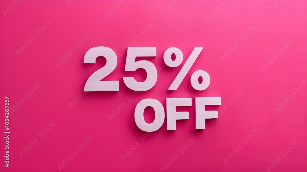 White '25% OFF' Promotional Sign on a Fuchsia Background with Copy Space White '25% OFF' Promotional Sign on a Fuchsia Background with Copy Space