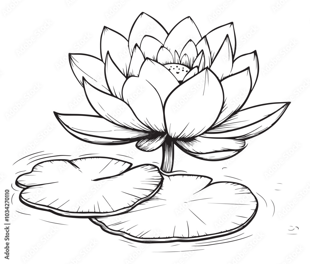Lotus flower vector. Outline of a beautiful flower. Cartoon lotus flower, Lotus flower vector. Outline of a beautiful flower. Cartoon lotus flower,