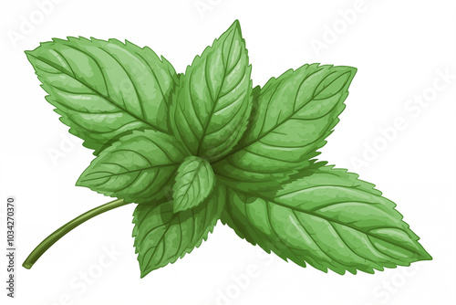 A vector hand drawn mint leaf isolated on transparent background