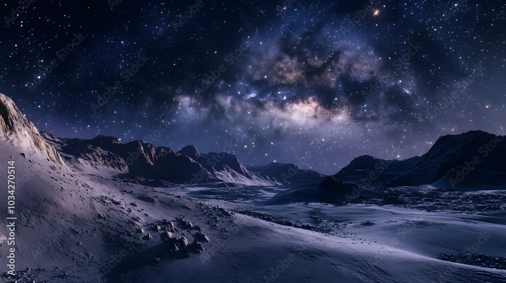 Lanscape view of the desert with stars and milky way galaxy over the night sky. Lanscape view of the desert with stars and milky way galaxy over the night sky.