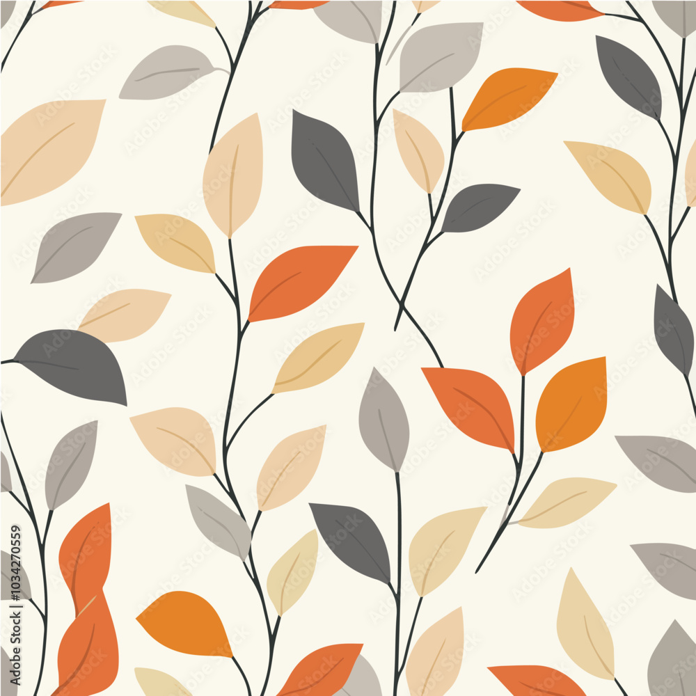 Illustration of fall seamless pattern with soft color palette Illustration of fall seamless pattern with soft color palette