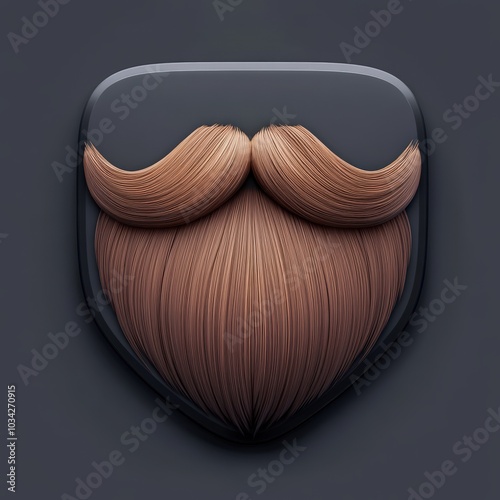 Stylized beard icon with flowing hair design, perfect for creative projects on masculinity and grooming. 3d model mobile application icons