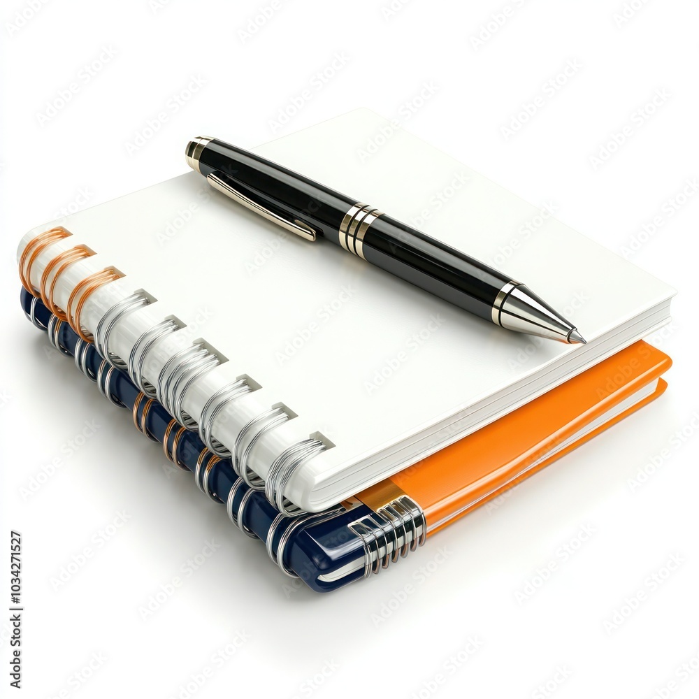 Open Notebooks and Pens on Light Background Stand