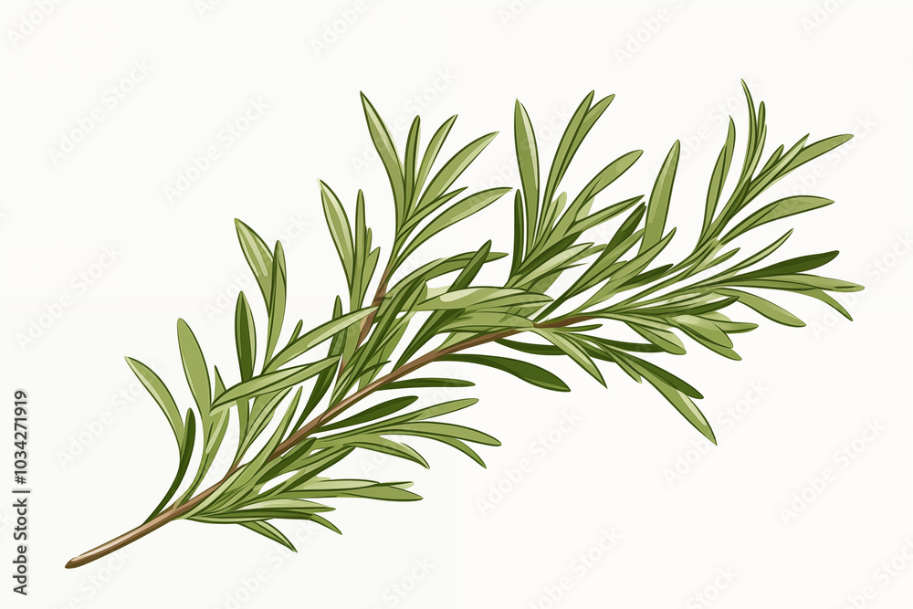 A vector hand drawn Rosemary leaves isolated on transparent background A vector hand drawn Rosemary leaves isolated on transparent background