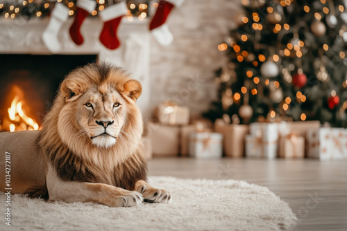 Majestic Lion Peacefully Re...
