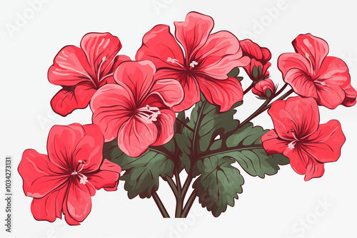 A vector hand drawn Geranium isolated on transparent background