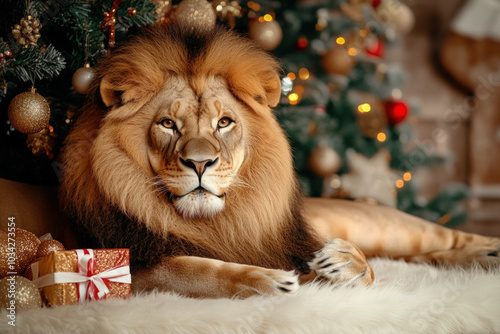 Proud Lion Sitting Next To ...