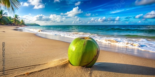 Coconut on a tropical beach