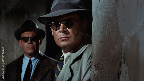 Mysterious Men in Hats and Sunglasses - Vintage Film Noir