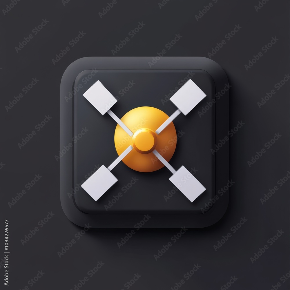 Stylized icon featuring a central control element with directional ...